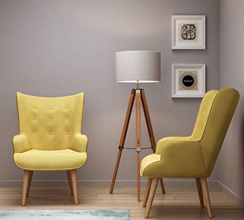 Helsinki Fauteuil en velours et Pieds en bois 69x76xH98cm jaune