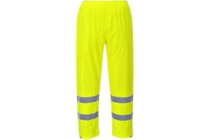 Portwest Pantalones De Alta Visibilidad Para Lluvia, Tamaño: L, Color: Amarillo, H441YERL