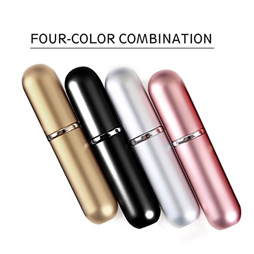 Aodoor AD16080405 leer Aluminium Parfümzerstäuber, Schwarz/Silber/Gold/Rosa, 4er-Pack (4 x 5ml Kapazität) - 6