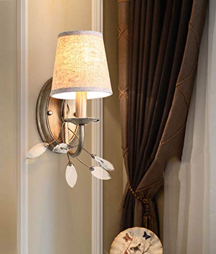 ZHYTX Wall Lamp American Country Glass Wall Lamp European Style Bedside Lamp Retro Imitation Living Room Gallery Copper Lamp Hallway (Style: B)