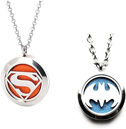 2PCS Aromatherapy Essential Oil Diffuser Pendant Necklace, Hypoallegenic Stainless Steel Locket with 10 Refill Pads Valentine's Days Gift (Necklace)