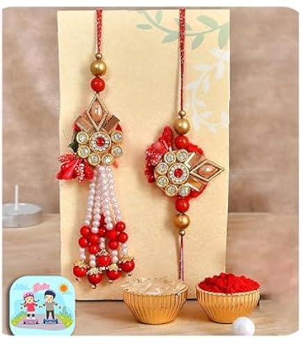 Chocozone Rakhi Set For Brother & Bhabhi | Rakhi Lumba, Roli Chawal Teeka Combo - Traditional Rakshabandhan Gift - View #10