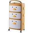 Kid's Toy Storage Cabinet, 3 Layers Children's Toy Storage Box Clothes Organizer with Wheels, Multipurpose Storage Cabinet Drawer Storage Organizer for Food, Snacks, Toys Storage (3 Layers, Yellow)