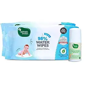 Mother Sparsh Infant Care Kit, Blue (Baby Wipes 80pcs X 2 + Hing Tummy Roll On 40ml)