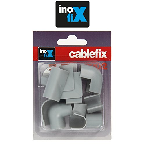 cablefix INOFIX Conexiones de Esquina y de Piezas en T para 2202 Canal, Plateado, 3220-7-
