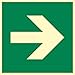 Produktbild Rettungszeichen Schild, Richtungspfeil, Hart-PVC langnachleuchtend, 150 x 150 mm gemäß ASR A1.3/ISO 3864