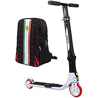Ferrari Patinete plegable de dos ruedas con mochila gratis, color blanco