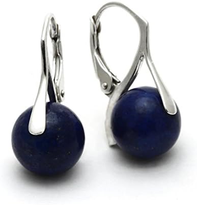 Natural Lapis Lazuli Gemstone Earrings 4g 925 Sterling Silver 23mm