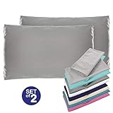 Set de 2 x Taie d'oreiller 50 x 75 cm, Gris Anthracite, Microfibre (100% Polyester) - Taies d'Oreillers - Housse d'Oreiller Coussin pour le Lit - Taie Oreiller Qualité Confortable Hypoallergénique