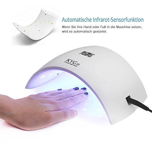 KYG Nagellacktrockner UV-Nagellampe 24W 15 LEDs Lichthärtegerät Infrarot Sensor Lichthärtungsgerät für Shellac, Gelnagellack mit Timer Weiß - 3