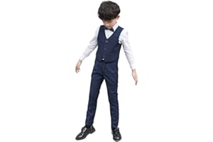 ODIZLI Traje para niños y jóvenes, ropa de escolarización, chaleco de esmoquin, camisa, pantalones y pajarita de 4 piezas, traje de boda, trajes festivos, fiestas de cumpleaños, ropa de bautizo