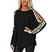Produktbild ESAILQ Damen Beiläufig Oansatz Pailletten Langarm Aushöhlen Damen Tops Tshirt Bluse(X-Large,Schwarz)