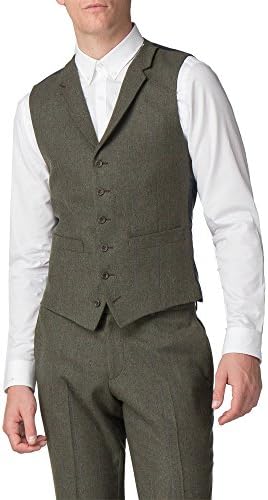 Racing Green Green Check Tailored Fit Waistcoat 0049640 by Suit Direct Green 42R