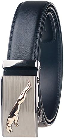 GangTu Men's Genuine Leather Ratchet Belt Business Casual Automatic Buckle Belt 110cm