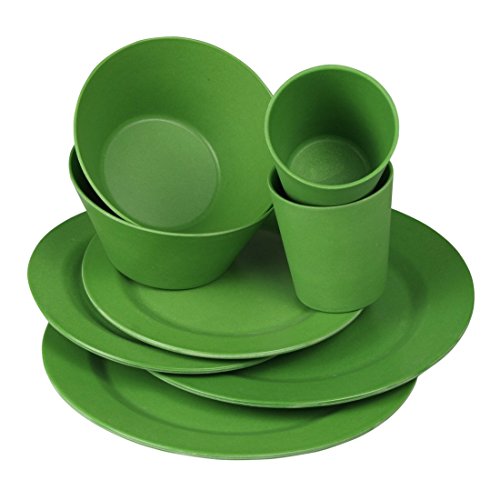 10T Bamboo Set Forest – Bambus Camping-Geschirr Set 8-teilig hellgrün - 3