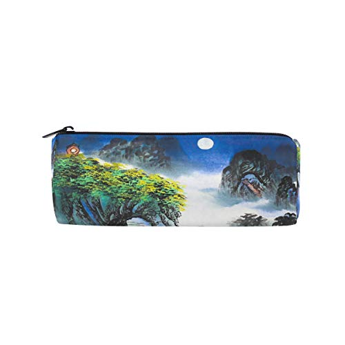 Ahomy Pencil Cases Chinese Landscape Watercolor Zipper Pencil Pouch Bag for Teenage Girls and Boys, Travel Makeup Bag for Women