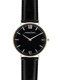 Andreas Osten para hombre (oro bisel negro correa de cuero A0 – 90