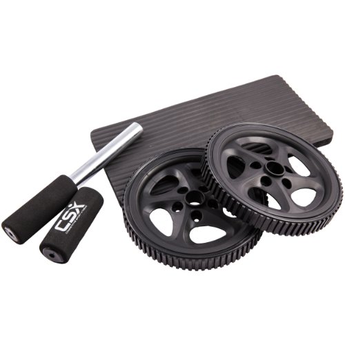 CSX Bauchroller, Rad mit extra dicker Knieauflagematte und Komfort-Schaumgriffen, Schwarz – Dual, Doppel-Pro-Bauchübungsrad – Phantastischer Fitnessworkout für die Bauchmuskeln - 2