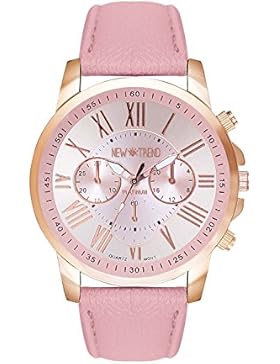 Damenuhr Armbanduhr in Chronograph Optik Edelstahl Uhr Uhren Günstig Quarzuhr Designer Farbe: Rosa Pink / Rose...