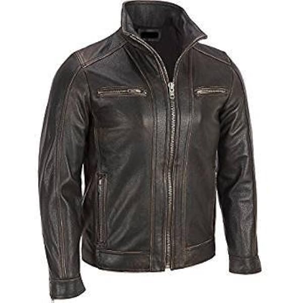 Mens Black Rivet Faded Seam Leather 