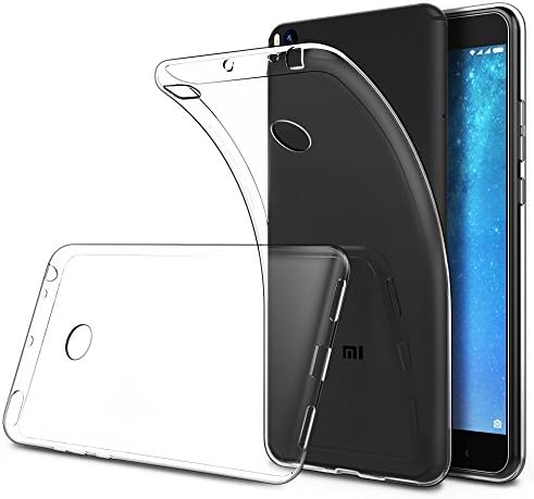 Weideworld Xiaomi Mi Max 2 Clear Glossy Durable Crystal Gel Skin (TPU) Case Cover+Full Coverage Tempered Glass Screen Protecotr Black