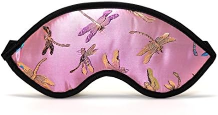Peaceful Pink Oriental Dragonfly Pattern Gardenia Scent Satin Sleep / Eye Mask