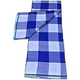 Silk Icon Mens Bhagalpuri 3inch Blue & White Big Chekered Dull silk Lungis With Free Size Multicoloured Night Wear Dhoti, Mundu