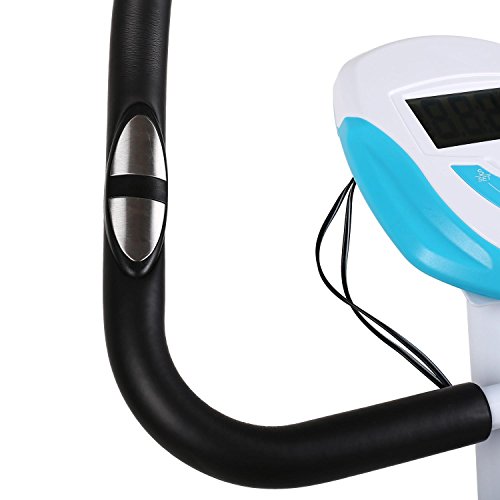 Klarfit Mobi FX 250 Heimtrainer Fitnessbike Ergometer (Trainingscomputer mit LCD-Display, 8-stufig verstellbarer Widerstand, 7-stufig verstellbare Sattelhöhe, ergonomischer Sattel, belastbar bis 100 kg) weiss-blau oder schwarz-orange - 5