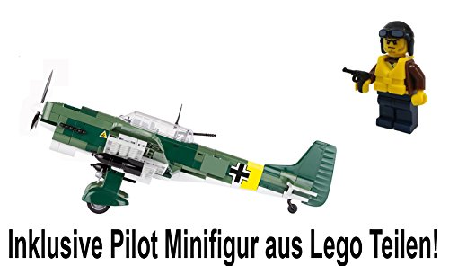 Modbrix 5521- ✠ Bausteine STUKA Flugzeug Junkers Ju 87 B inkl. Luftwaffen Pilot aus original Lego® Teilen ✠ thumbnail