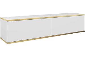MUEBLES SLAVIC Mobile TV Oro 135 cm a Sospensione, Vari Colori, Mobili da Soggiorno, Stile Moderno (Bianco)