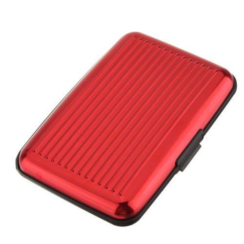 Alu wasserdichte Kreditkarten Visitenkarten Etui Case Tasche Box Hülle Kartenbox Aufbewahrungsbox Rot - 5
