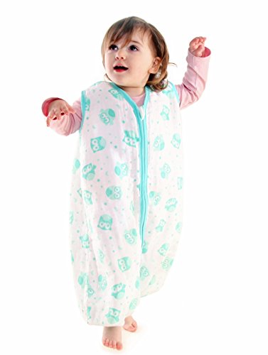 Schlummersack Baby Musselin Sommerschlafsack mit Füssen 0.5 Tog – Mint Eulen – erhältlich in 4 verschiedenen Grössen - 3