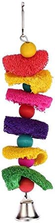 Colorful Natural Loofah Bird Parrot Cage Toys with Bell Small Bird Toys for Conures Parakeet Lovebirds