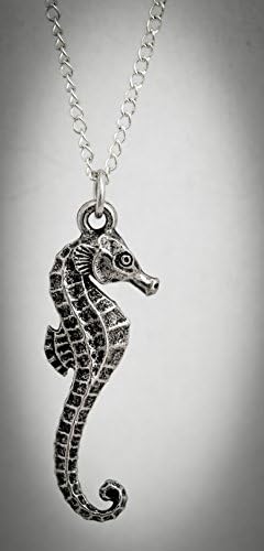 Pewter Seahorse Pendant on a Silver plated Necklace Chain - Made in the UK