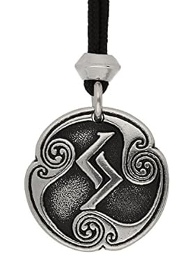 Handgemachte Wikinger Jera Rune der Ernte 12. Runen schreiben Zinn Anhänger (auf schwarzer Schnur)