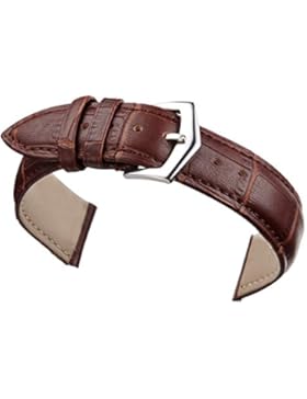 18mm braun Lederarmband Band Ersatz gepolsterter Alligator körniger klassische Dornschließe
