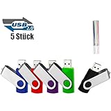 Flash Laufwerk 16 GB USB 2.0 5 Stück Pack von HOFOUND Für PC, Auto, Fernsehen und Redner (Schwarz Blau Grün Rot Violett)