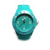Chic-Net Uhr Ice Style Watch Big Face Unisex Silikon Armbanduhr Sport Trend Uhren Herren Damen türkis