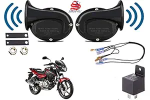 SHOP4U Snail Shape windtone Horn with Relay and Wire for Bajaj Pulsar 180 (Trumpet Sound, 12V)