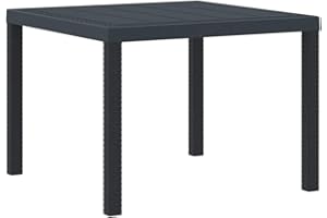 vidaXL Table de Jardin Anthracite 100 x 100 x 73 cm polyrotin, Table rectangulaire en Acier Moderne, Grande pour Jardin et terrasse, Meuble d'extérieur résistant !