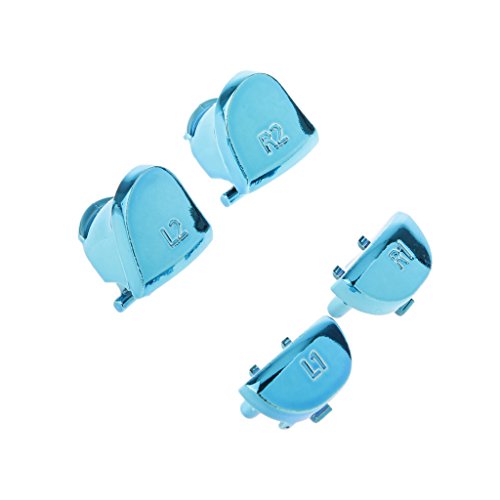 Generic Metall überzogen Vollständige Gehäuse Schale Fall Schaltfläche Bausatz Ersatzteile für PS4 Controller – Blau, one size - 4