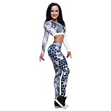 ABsoar Leggings Sport Suit Damen Fitness Suit Damen Hosenanzug Damen Festlich Fitness Sport Anzug Lauf Yoga Trainingsanzug Frau Gym Kleidung Freizeit Running Suit,ABsoar (XL, Blau Hose)