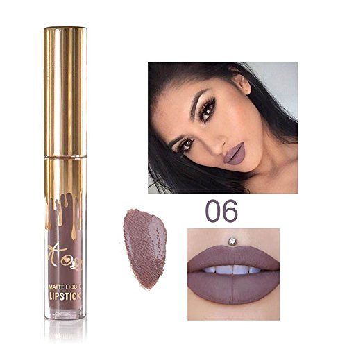 TOPBeauty 1Pcs Wasserdichtes Lippenstift Gloss Matt Lippenstift Matt Flüssig Lip Gloss #6