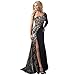 Produktbild Kleider Damen Sexy Maxikleid Elegant Festlich Hochzeit Rockabilly Schulterfrei Kleid Abend Langes Sommer Party Kleid Cocktailkleid (XL, Schwarz)