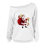 iHENGH Vorweihnachtliche Karnevalsaktion Damen Weihnachtsdruck langärmliges Sweatshirt Frauen Pullover Tops Blusen Shirt