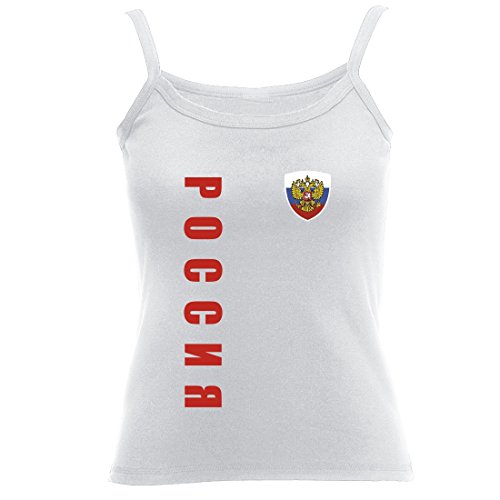 Russland Damen TOP EM T-Shirt Trikot Look – Nr. 10 weiß Spaghetti (M)