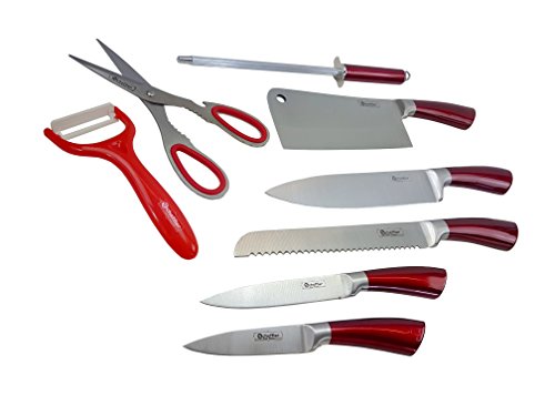 Edles 8 tlg. Messerset aus Edelstahl mit Griffen in Marmoroptik inkl. Acrylständer - 4