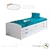 Produktbild Jugendbett Massivholzbett 90x190cm Holzbett Kinderbett Bett Funktionsbett Kojenbett Sofa-Bett in Weiss mit Genug Stauraum Kiefer massiv inkl. Lattenrost