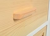 ts-ideen Landhaus Kommode Sideboard zur Aufbewahrung im Kinderzimmer Flur Badezimmer Wohnzimmer Büro aus Pinienholz mit MDF weiß und Natur - 3