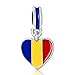Produktbild WAYA Emaille Rumänien Flagge Silber Charms Europäischen Perlen Für Anhänger Halskette Armbänder Armreif Frauen Modeschmuck